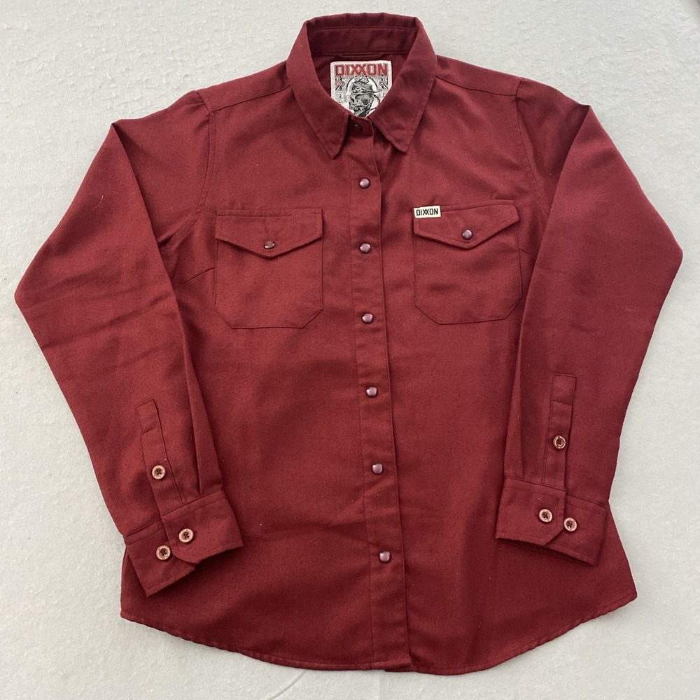Dixxon Flannel Company Bordeaux LS Shirt Mens Medium Burgundy D-Tech Pearl Snap